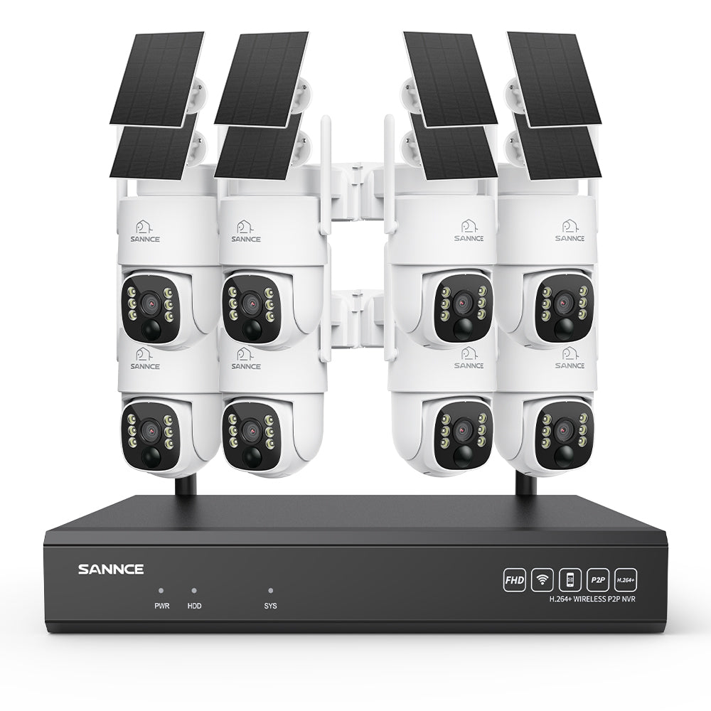 4MP Wireless Security Camera System with 16-Channel 8MP NVR & PTZ Solar Cameras, Wi-Fi 6, AI + PIR Human Detection, 8000mAh Battery, Color Night Vision & Two-Way Audio