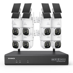 4MP Wireless Security Camera System with 16-Channel 8MP NVR & PTZ Solar Cameras, Wi-Fi 6, AI + PIR Human Detection, 8000mAh Battery, Color Night Vision & Two-Way Audio