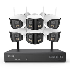 4MP 16-Channel Wireless Security Camera System, 8MP NVR, 6PCS Dual-Lens WiFi Cameras, 170° Wide View, Color Night Vision, AI Detection, Alexa