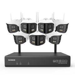 4MP 16-Channel Wireless Security Camera System, 8MP NVR, 7PCS Dual-Lens WiFi Cameras, 170° Wide View, Color Night Vision, AI Detection, Alexa