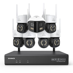 5MP 16-Channel Wireless CCTV System, 8MP NVR, PT WiFi Cameras, AI Audio, Human Detection, Work With Alexa (6xPT Cameras + 1x4MP Dual-Lens Wide-Angle Camera)