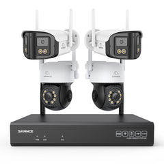 5MP 16-Channel Wireless CCTV System, 8MP NVR, PT WiFi Cameras, AI Audio, Human Detection, Work With Alexa (2xPT Cameras + 2x4MP Dual-Lens Wide-Angle Camera)