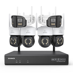 5MP 16-Channel Wireless CCTV System, 8MP NVR, PT WiFi Cameras, AI Audio, Human Detection, Work With Alexa (4xPT Cameras + 2x4MP Dual-Lens Wide-Angle Camera)