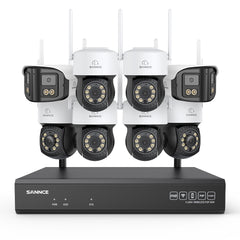 5MP 16-Channel Wireless CCTV System, 8MP NVR, PT WiFi Cameras, AI Audio, Human Detection, Work With Alexa (6xPT Cameras + 2x4MP Dual-Lens Wide-Angle Camera)