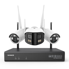 5MP 16-Channel Wireless CCTV System, 8MP NVR, WiFi IP Cameras, AI Audio, Human Detection, Works with Alexa (1x4MP Dual-Lens Camera + 2x3MP Night Vision Cameras)