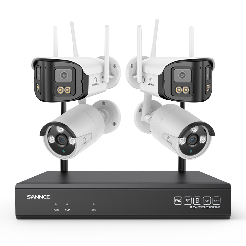 5MP 16-Channel Wireless CCTV System, 8MP NVR, WiFi IP Cameras, AI Audio, Human Detection, Works with Alexa (2x4MP Dual-Lens Camera + 2x3MP Night Vision Cameras)
