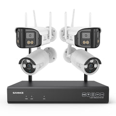 5MP 16-Channel Wireless CCTV System, 8MP NVR, WiFi IP Cameras, AI Audio, Human Detection, Works with Alexa (2x4MP Dual-Lens Camera + 2x3MP Night Vision Cameras)