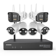 5MP 16-Channel Wireless CCTV System, 8MP NVR, WiFi IP Cameras, AI Audio, Human Detection, Works with Alexa (2x4MP Dual-Lens Camera + 4x3MP Night Vision Cameras)
