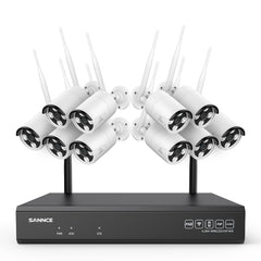5MP 16-Channel Wireless Security Camera System, 8MP NVR, 5MP WiFi 10 Pcs IP Cameras, Two-Way Audio, IP66 Waterproof, Smart AI Human Detection, Work With Alexa