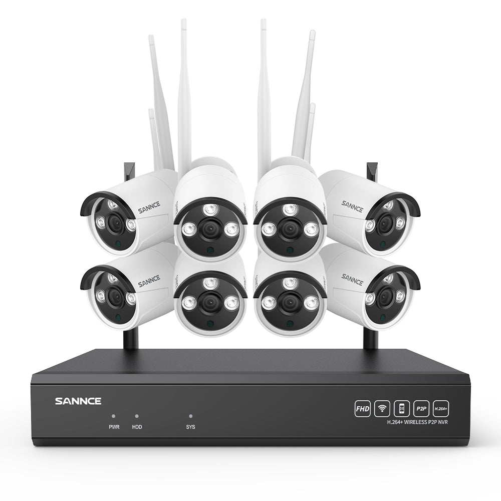 3MP 8-Channel Wireless Security Camera System, 8MP NVR, 3MP WiFi 8 Pcs IP Cameras, Two-Way Audio, IP66 Waterproof, Smart AI Human Detection, Work With Alexa