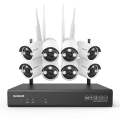 3MP 8-Channel Wireless Security Camera System, 8MP NVR, 3MP WiFi 8 Pcs IP Cameras, Two-Way Audio, IP66 Waterproof, Smart AI Human Detection, Work With Alexa
