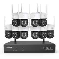 5MP 16-Channel Wireless CCTV PT Camera System, 8MP NVR, 5MP Pan & Tilt 10Pcs WiFi IP Cameras, Audio Recording, AI Human Detection, Work With Alexa