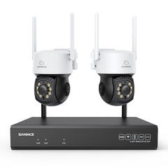 3MP 16-Channel Wireless CCTV PT Camera System, 8MP NVR, 3MP Pan & Tilt 2Pcs WiFi IP Cameras, Audio Recording, AI Human Detection, Work With Alexa