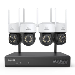 5MP 16-Channel Wireless CCTV PT Camera System, 8MP NVR, 5MP Pan & Tilt 4Pcs WiFi IP Cameras, Audio Recording, AI Human Detection, Work With Alexa