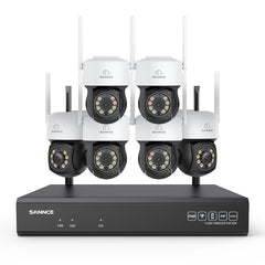 3MP 16-Channel Wireless CCTV PT Camera System, 8MP NVR, 3MP Pan & Tilt 6Pcs WiFi IP Cameras, Audio Recording, AI Human Detection, Work With Alexa