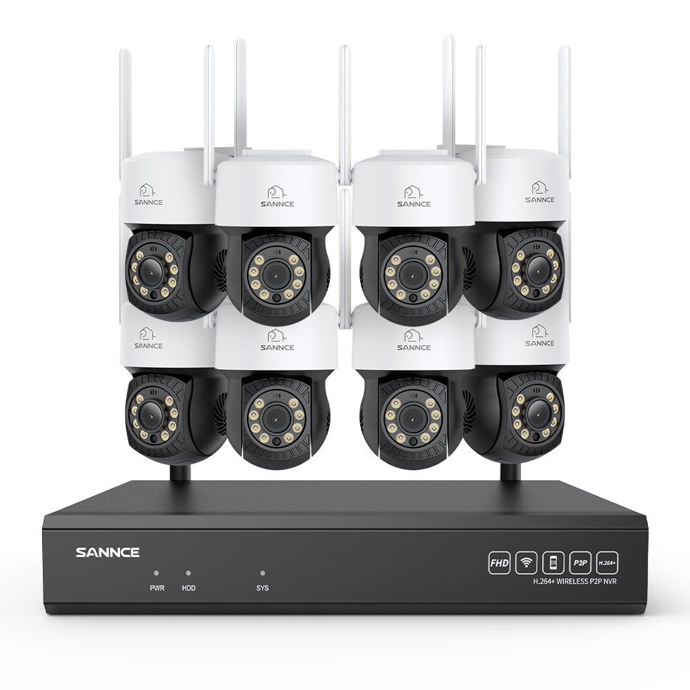 3MP 16-Channel Wireless CCTV PT Camera System, 8MP NVR, 3MP Pan & Tilt 8Pcs WiFi IP Cameras, Audio Recording, AI Human Detection, Work With Alexa