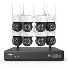 3MP 16-Channel Wireless CCTV PT Camera System, 8MP NVR, 3MP Pan & Tilt 8Pcs WiFi IP Cameras, Audio Recording, AI Human Detection, Work With Alexa