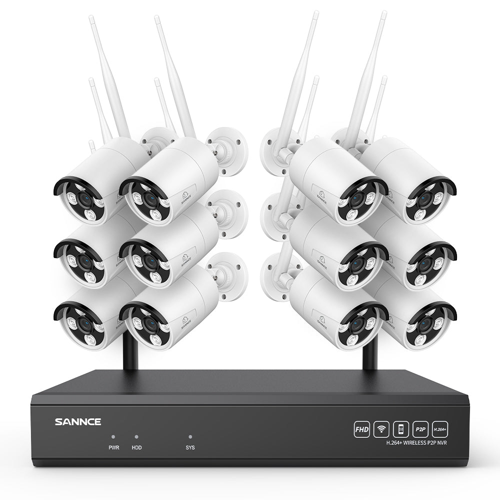 3MP 16-Channel Wireless Security Camera System, 8MP NVR, 3MP WiFi 12 Pcs IP Cameras, Two-Way Audio, IP66 Waterproof, Smart AI Human Detection, Work With Alexa