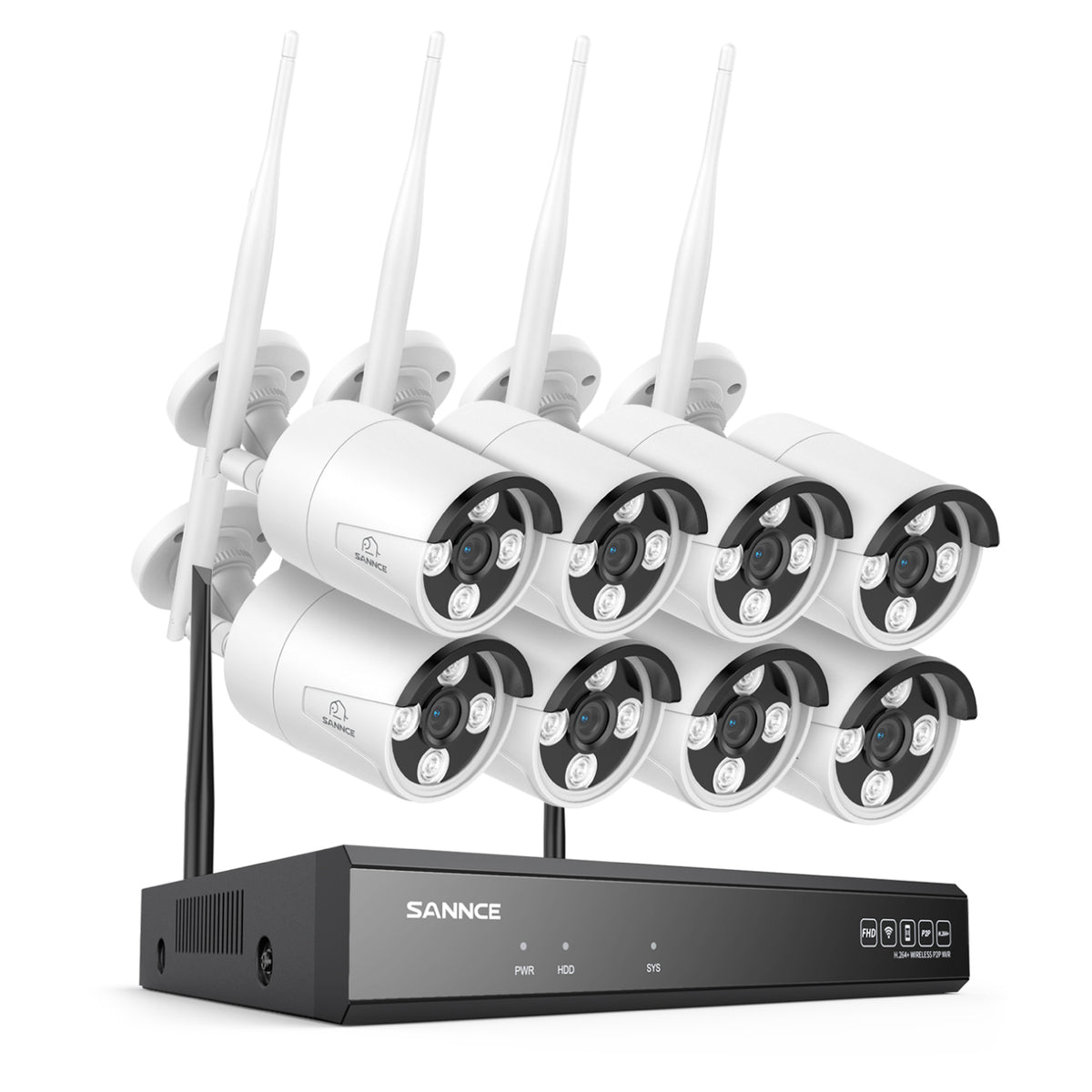 5MP 16-Channel Wireless Security Camera System, 8MP NVR, 5MP WiFi 8 Pcs IP Cameras, Two-Way Audio, IP66 Waterproof, Smart AI Human Detection, Work With Alexa