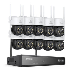 5MP 16-Channel Wireless CCTV PT Camera System, 8MP NVR, 5MP Pan & Tilt 10Pcs WiFi IP Cameras, Audio Recording, AI Human Detection, Work With Alexa