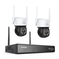 3MP 16-Channel Wireless CCTV PT Camera System, 8MP NVR, 3MP Pan & Tilt 2Pcs WiFi IP Cameras, Audio Recording, AI Human Detection, Work With Alexa