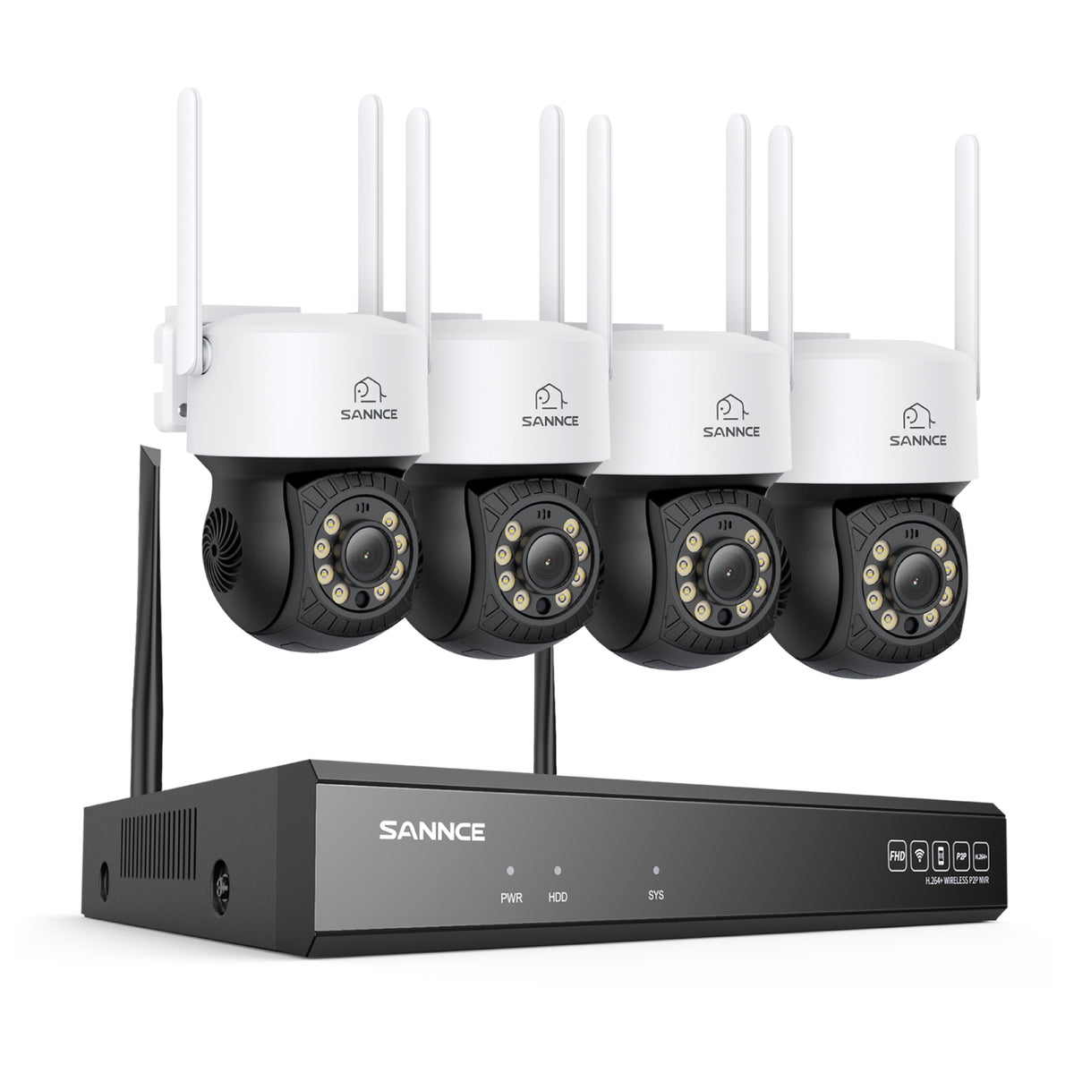 5MP 16-Channel Wireless CCTV PT Camera System, 8MP NVR, 5MP Pan & Tilt 4Pcs WiFi IP Cameras, Audio Recording, AI Human Detection, Work With Alexa
