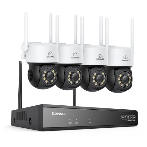 5MP 16-Channel Wireless CCTV PT Camera System, 8MP NVR, 5MP Pan & Tilt 4Pcs WiFi IP Cameras, Audio Recording, AI Human Detection, Work With Alexa