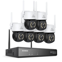 3MP 16-Channel Wireless CCTV PT Camera System, 8MP NVR, 3MP Pan & Tilt 6Pcs WiFi IP Cameras, Audio Recording, AI Human Detection, Work With Alexa