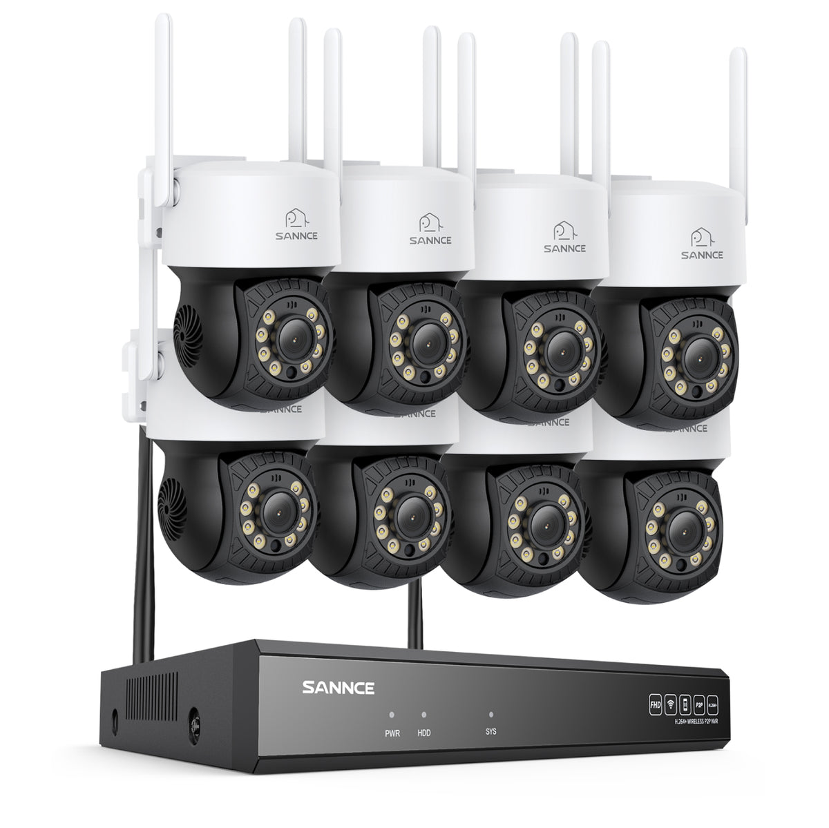 5MP 16-Channel Wireless CCTV PT Camera System, 8MP NVR, 5MP Pan & Tilt 8Pcs WiFi IP Cameras, Audio Recording, AI Human Detection, Work With Alexa