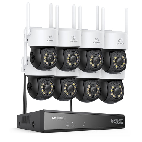 5MP 16-Channel Wireless CCTV PT Camera System, 8MP NVR, 5MP Pan & Tilt 8Pcs WiFi IP Cameras, Audio Recording, AI Human Detection, Work With Alexa