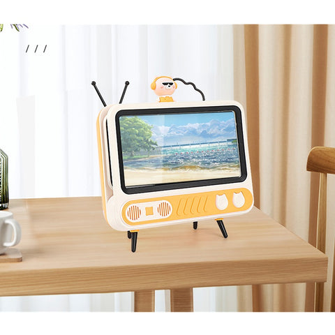 SANNCE Retro TV Phone Holder with Adjustable LED Light Lazy Bracket Magnifier, Creative Gift, Screen Amplifier