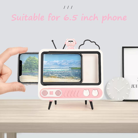 SANNCE Retro TV Phone Holder with Adjustable LED Light Lazy Bracket Magnifier, Creative Gift, Screen Amplifier