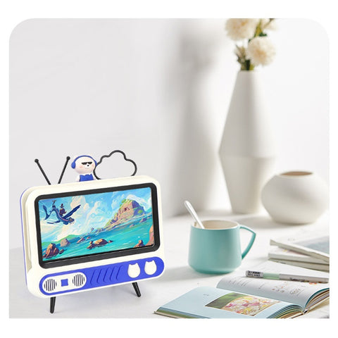 SANNCE Retro TV Phone Holder with Adjustable LED Light Lazy Bracket Magnifier, Creative Gift, Screen Amplifier