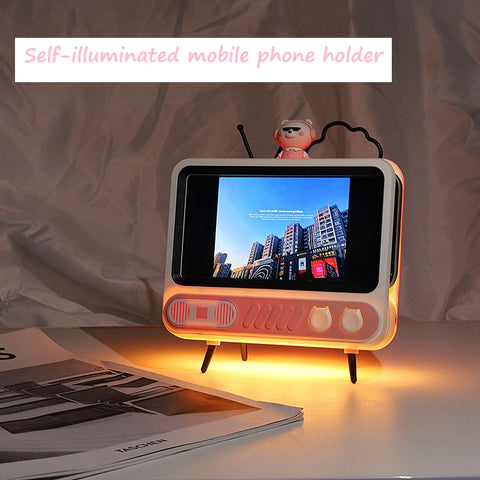 SANNCE Retro TV Phone Holder with Adjustable LED Light Lazy Bracket Magnifier, Creative Gift, Screen Amplifier
