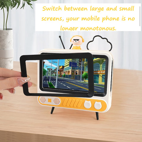 SANNCE Retro TV Phone Holder with Adjustable LED Light Lazy Bracket Magnifier, Creative Gift, Screen Amplifier