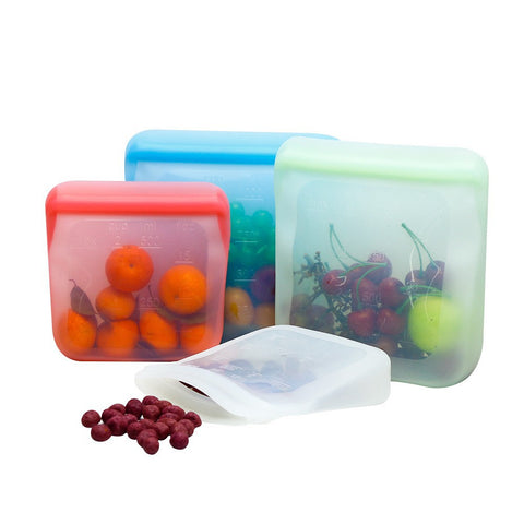 Reusable Silicone Bags / Food Storage Bag / Baby Teether Pouch / Ziplock Food Safe & Leakproof