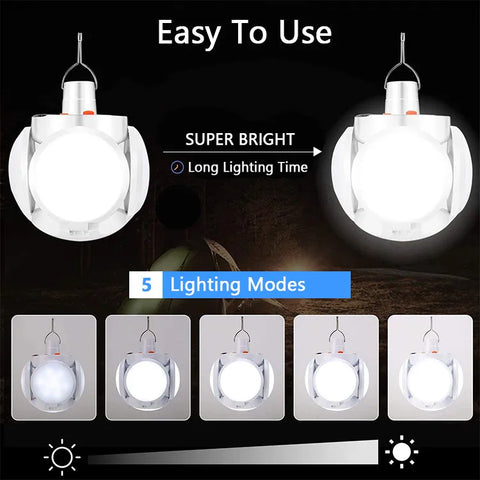 Outdoor Football LED Light - Portable Folding Bulb, Solar Powered, Multi-scene, Emergency Charging Night Lamp, Waterproof, Rechargeable