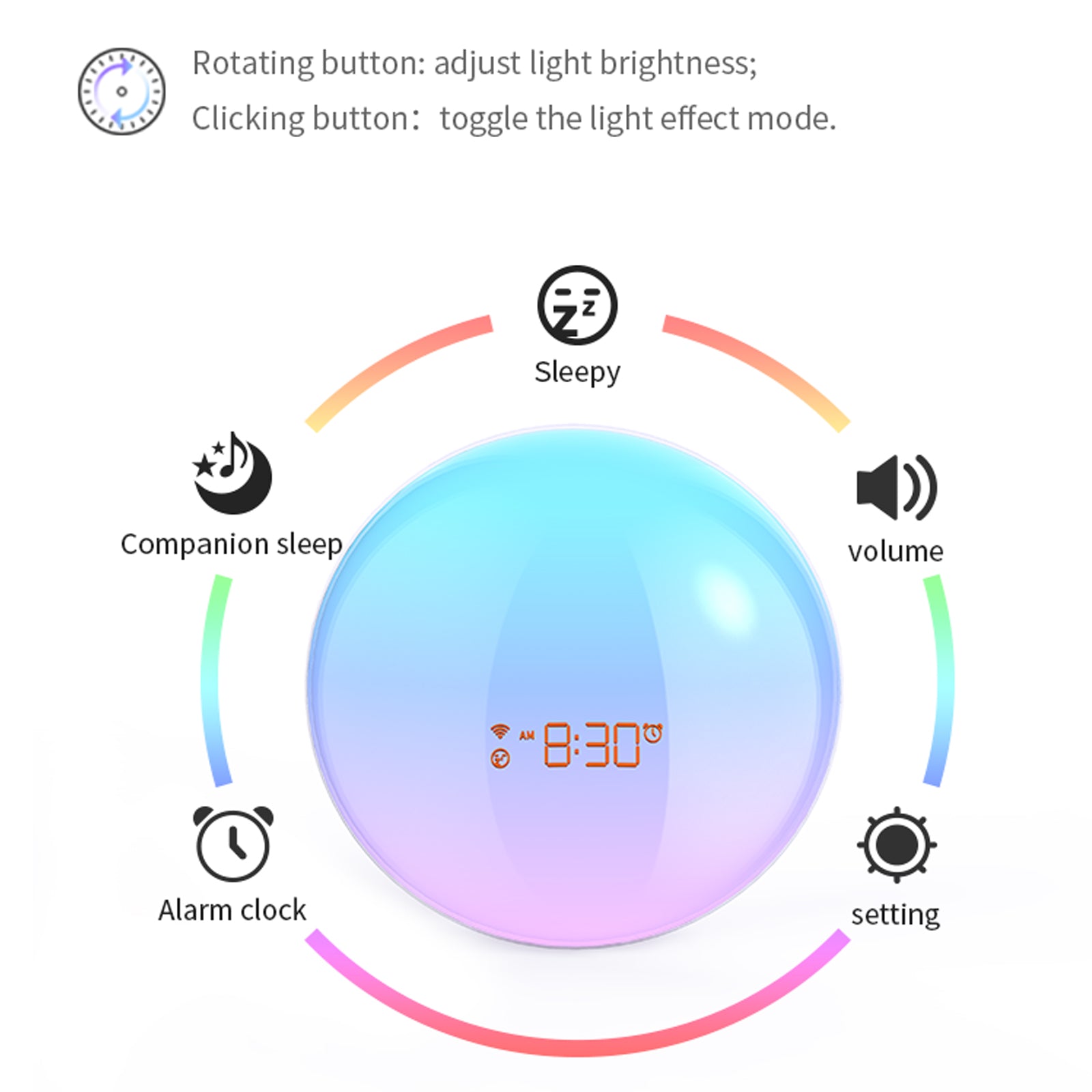 Wake Up Light Sunrise Alarm Clock, Work with Alexa & Google Home