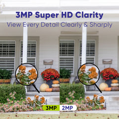 4K 8-Channel Wired PoE Security Camera System, 4K NVR w/ 8 3MP CCTV IP Cameras, Audio Recording