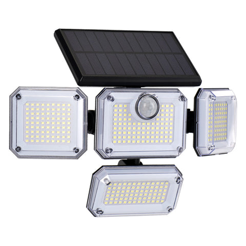 Solar Motion Sensor Lights with 226 LEDs, 3 Lighting Modes, 4 Adjustable Heads, Outdoor Solar Wall Lamp for Garden, Pathway, Garage