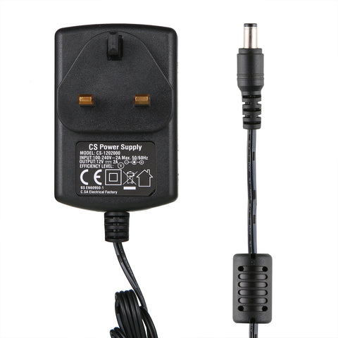 12V 2A UK Power Supply Power Adapter, UL-Listed, Power Cord with 5.5x2.1mm Tips, AC 100-240V to DC 12V 2A Transformers for LED Strip Lights, CCTV Camera, Security DVR System, Routers, Home Appliances