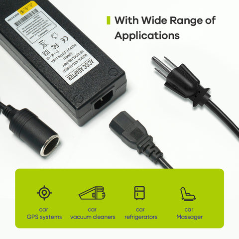 AC to DC Converter, 100V ~ 240V to 12V 10A 120W Power Supply Adapter, Car Cigarette Lighter Socket AC/DC Transformer for Inflator, Car Vacuum Cleaner, Car Refrigerator and Other Auto Devices