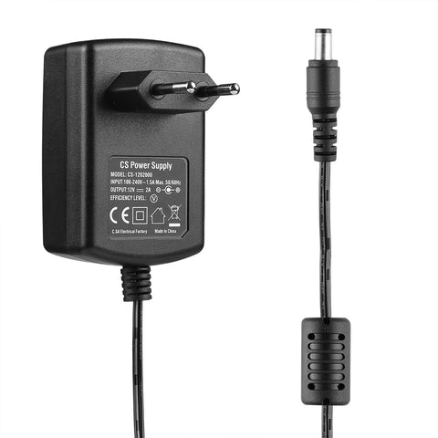 12V 2A EU Power Supply Power Adapter, UL-Listed, Power Cord with 5.5x2.1mm Tips, AC 100-240V to DC 12V 2A Transformers for LED Strip Lights, CCTV Camera, Security DVR System, Routers, Home Appliances