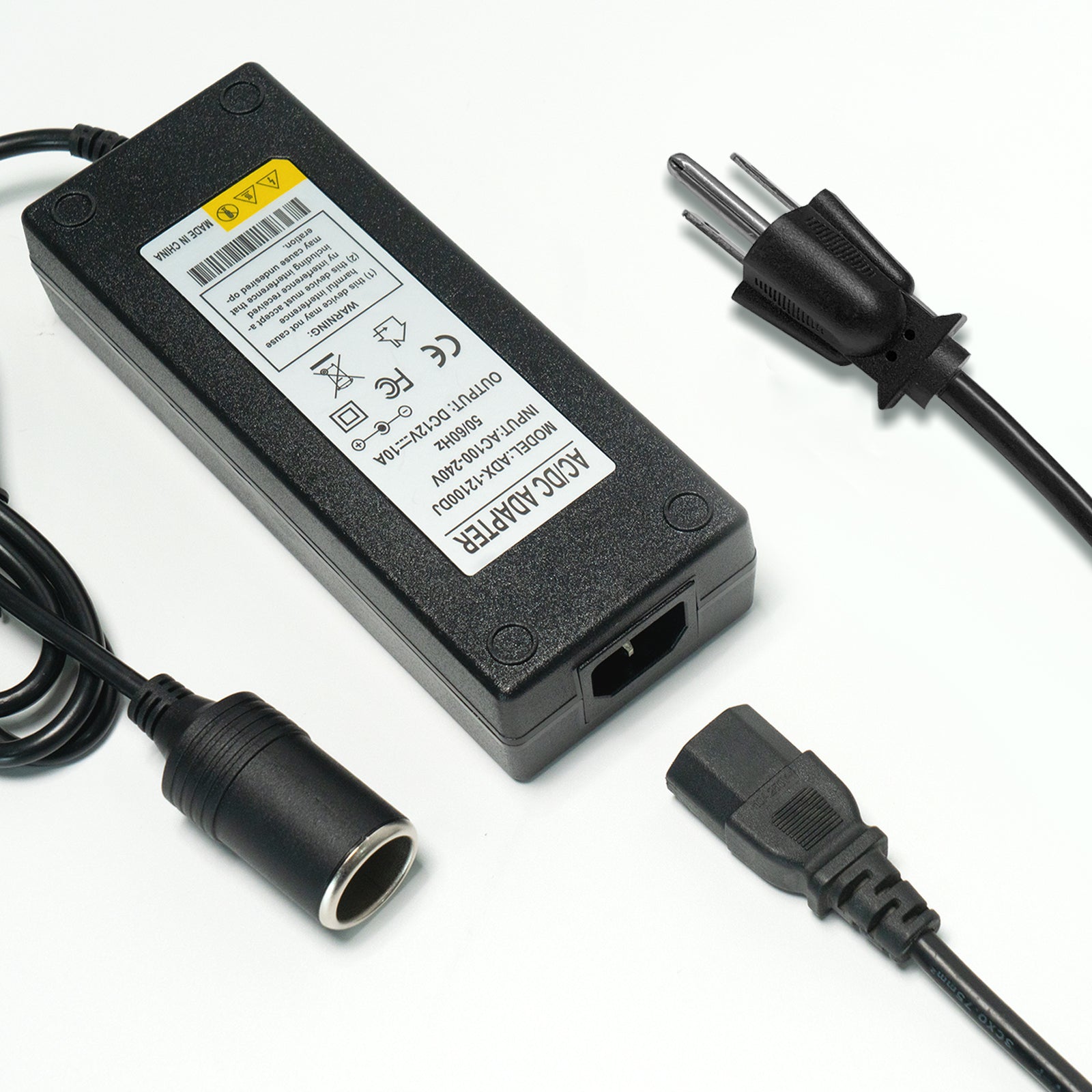 AC to DC Converter, 100V ~ 240V to 12V 10A 120W Power Supply Adapter, Car Cigarette Lighter Socket AC/DC Transformer for Inflator, Car Vacuum Cleaner, Car Refrigerator and Other Auto Devices