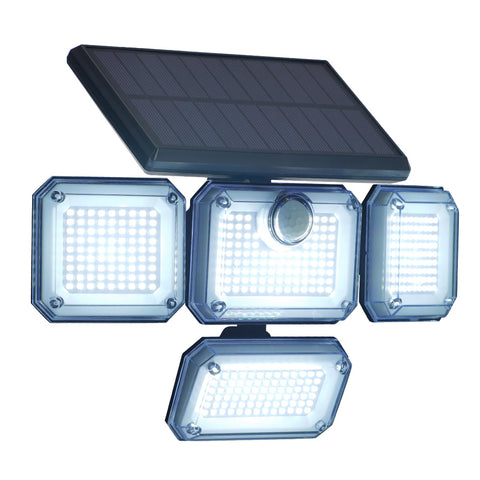 Solar Motion Sensor Lights with 226 LEDs, 3 Lighting Modes, 4 Adjustable Heads, Outdoor Solar Wall Lamp for Garden, Pathway, Garage