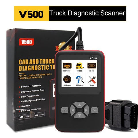 Car Truck OBD2 Scanner Heavy Duty Truck Automotive 2 in 1 DPF Oil Reset CR-HD Fault Diagnostic Code Reader Tool w/ Color Screen