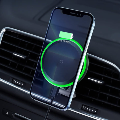 Magnetic Wireless Car Charger Mount with Cooling Fan, Magnets Automatically Align Phone, Compatible with MagSafe and iPhone 14/13/12 Series and Magnetic Cases