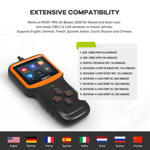 OBD2 Car Code Scanner w/ 2.8" Color Screen Automotive Check Vehicle Engine Light (CEL) Tool
