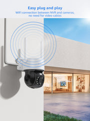 SANNCE 8MP 10-Channel Wireless PT & Bullet Camera System, 8MP NVR, 3MP Pan & Tilt WiFi IP Cameras, Audio Recording, AI Human Detection, Work With Alexa (2xPTZ camera, 4xBullet camera and 8MP 10CH NVR)