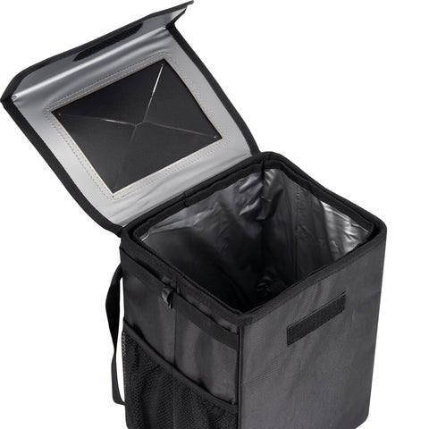 Car Trash Can with Lid and Storage Pockets, Eco-friendly, Reusable, 100% Leak-Proof Auto Organizer, Waterproof Garbage Can, Multipurpose Trash Bin